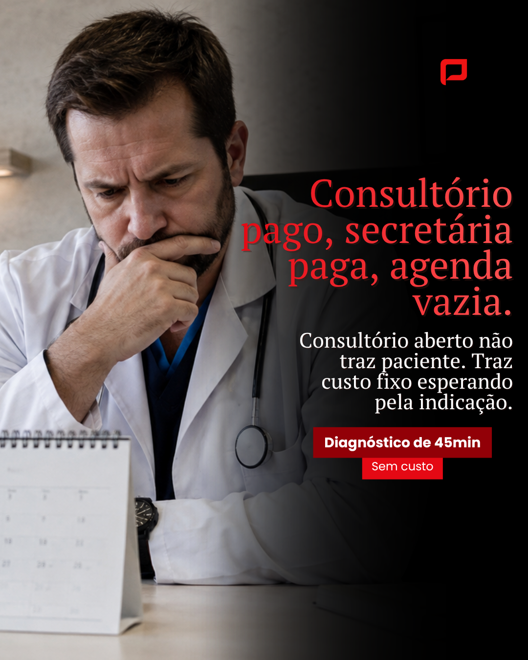 William Grass Facebook ad: A cadeira vazia custa igual à cadeira ocupada.