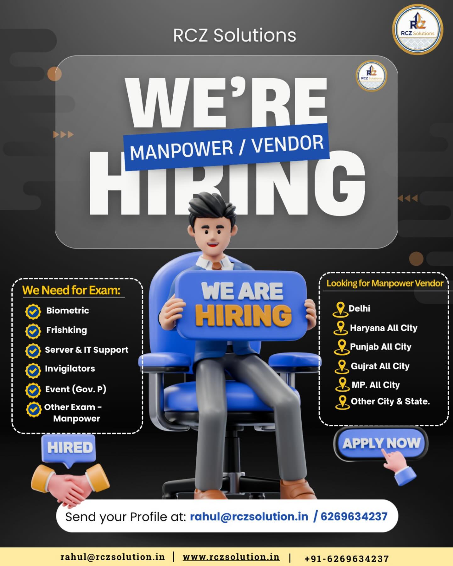 rczsolutions Facebook ad: Vendor Requirement, India (Exams Operations) We are…