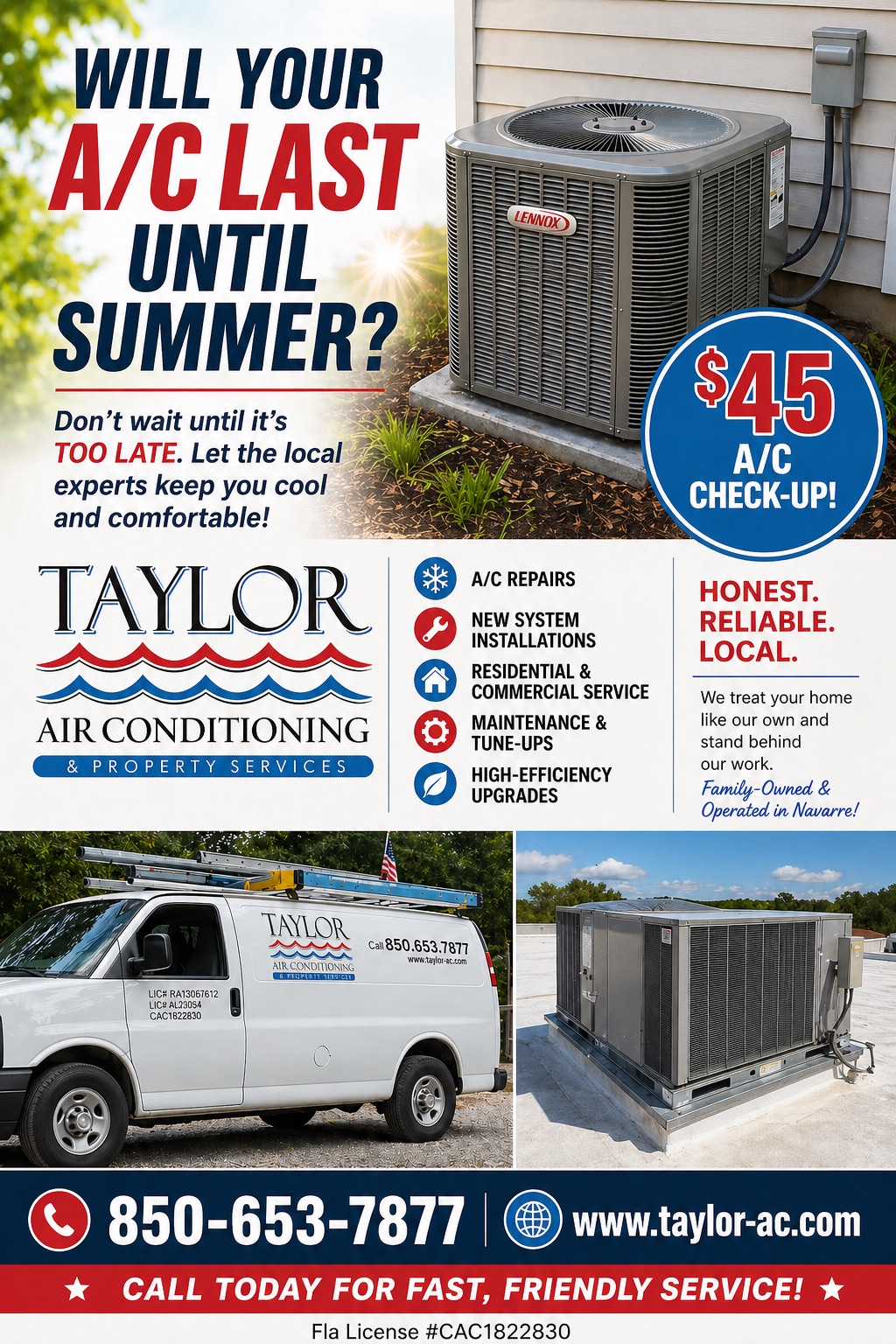 Taylor Air Conditioning and Property Services Facebook ad