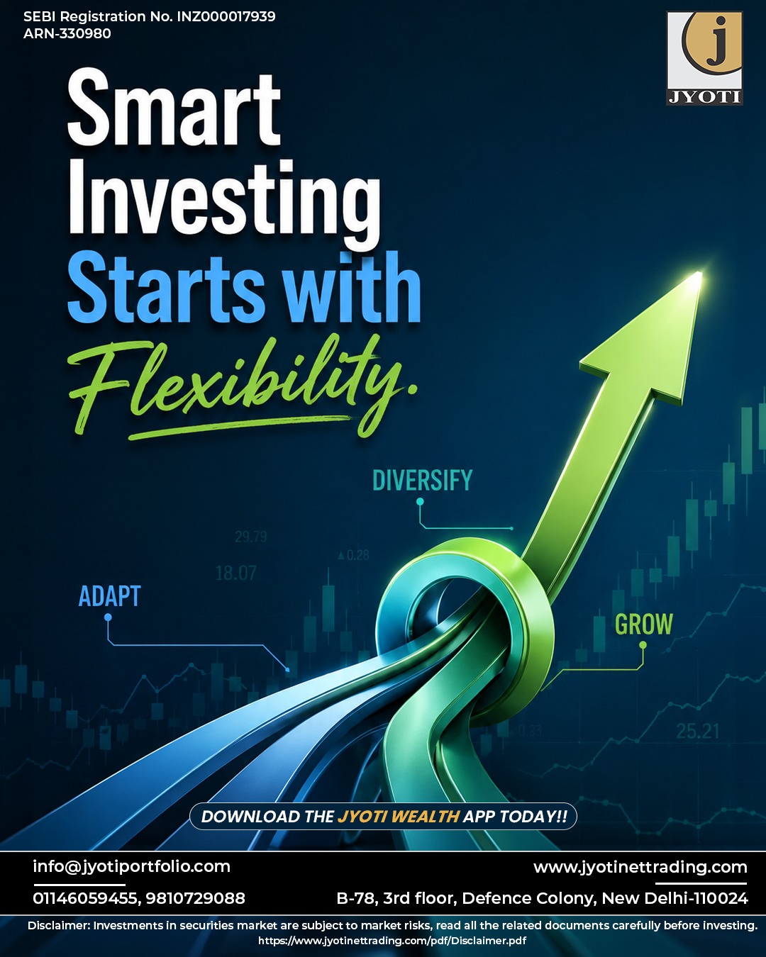 Jyoti Broking Facebook ad: Smart Investing Starts with Flexibility.