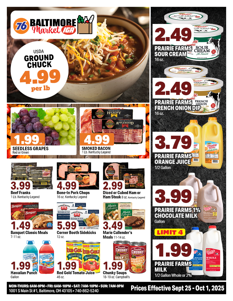 Baltimore IGA Express Facebook ad: Great deals on your tailgating needs!