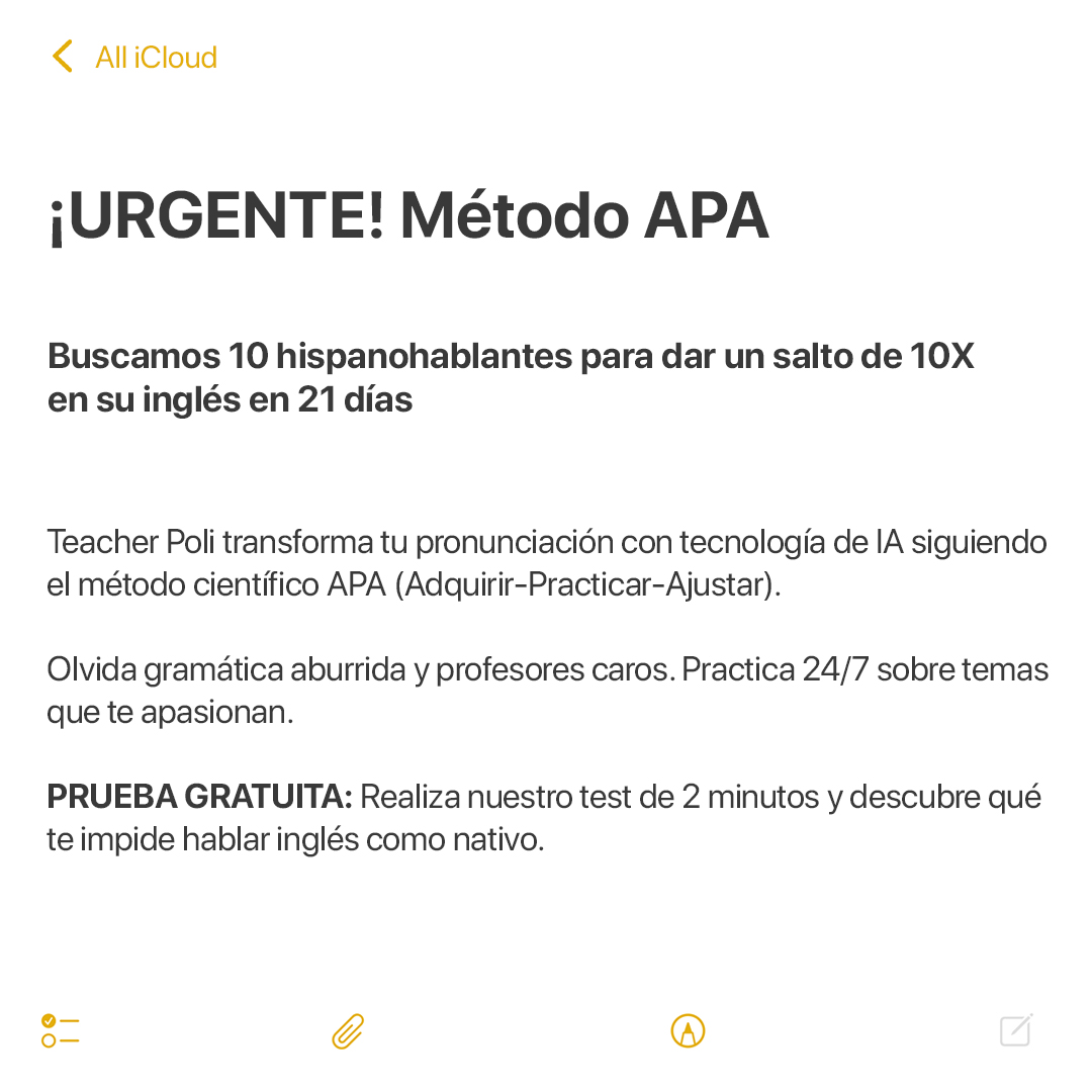 Teacher Poli Latam Facebook ad: Desbloquea tu inglés solo en sólo 20 minutos