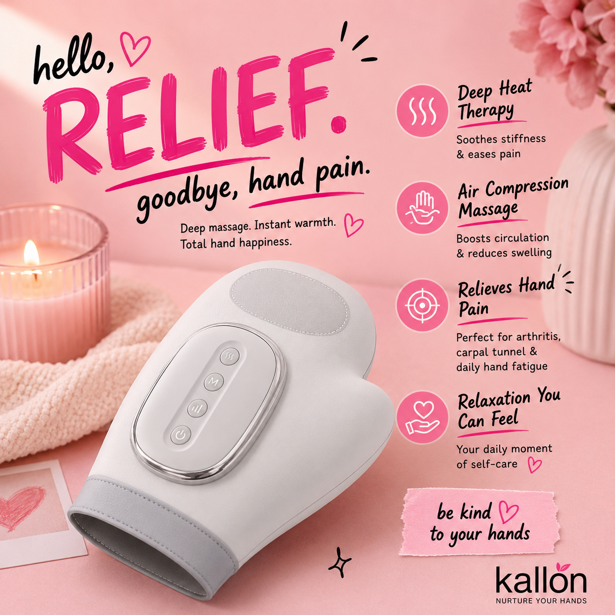 Kallon Facebook ad: Hand Pain Slowing You Down?