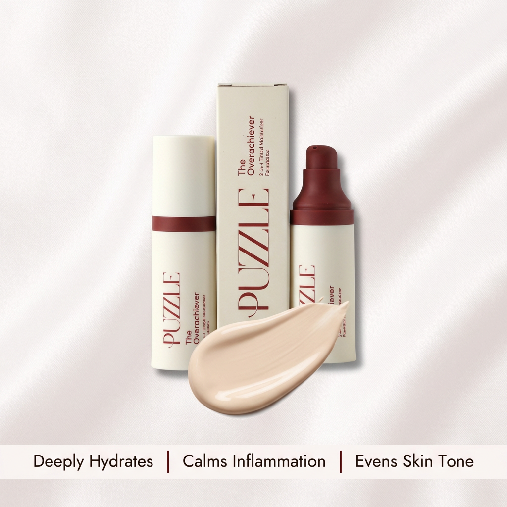 Puzzle Makeup Facebook ad: Tired of choosing between covering your rosacea and…