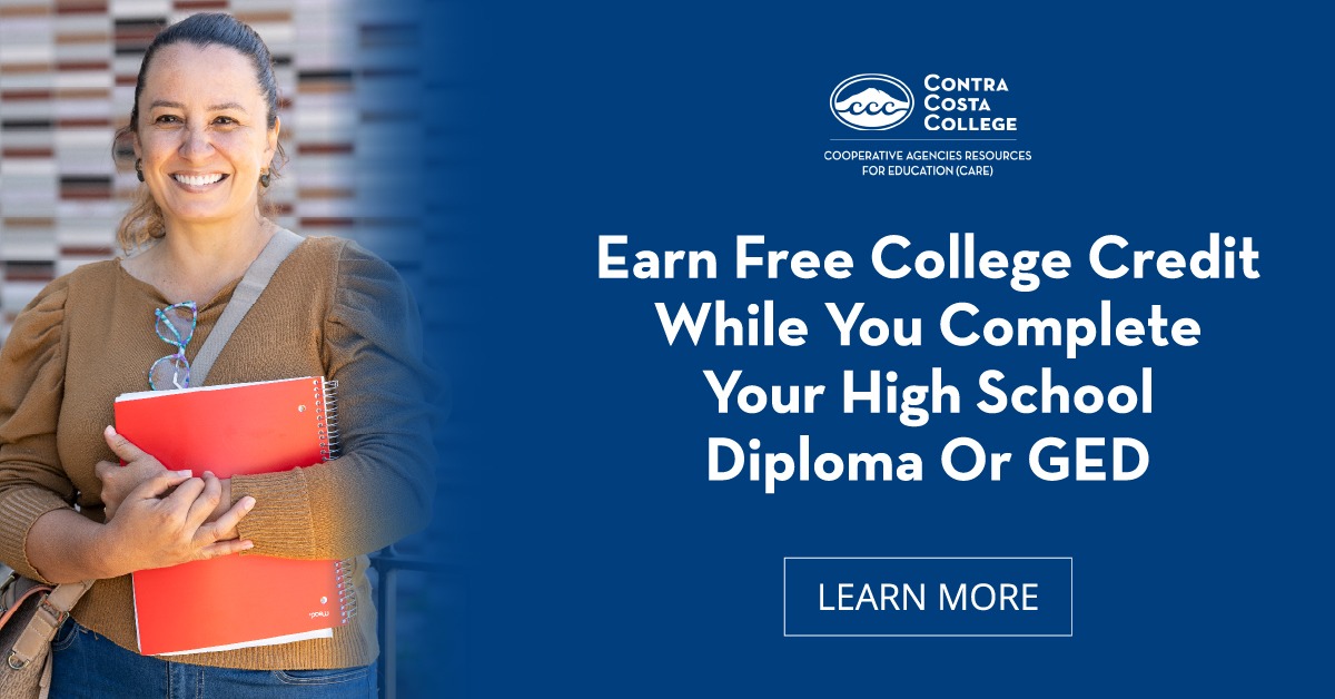 Contra Costa College Facebook ad: GED and ESL classes are FREE!