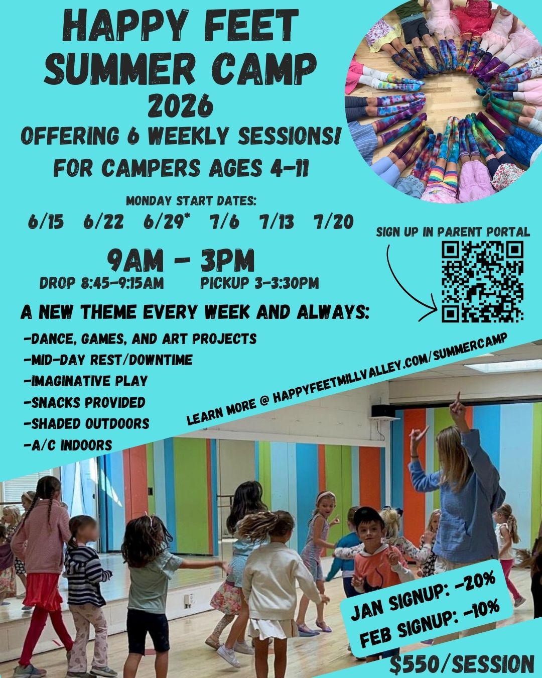 happyfeetmillvalley Facebook ad: Excited to offer six weekly sessions of Summer…
