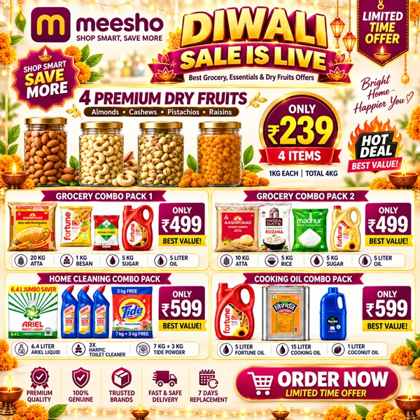 Mega Shop Deals Facebook ad: 4 KG Dry Fruits Pack केवल ₹279