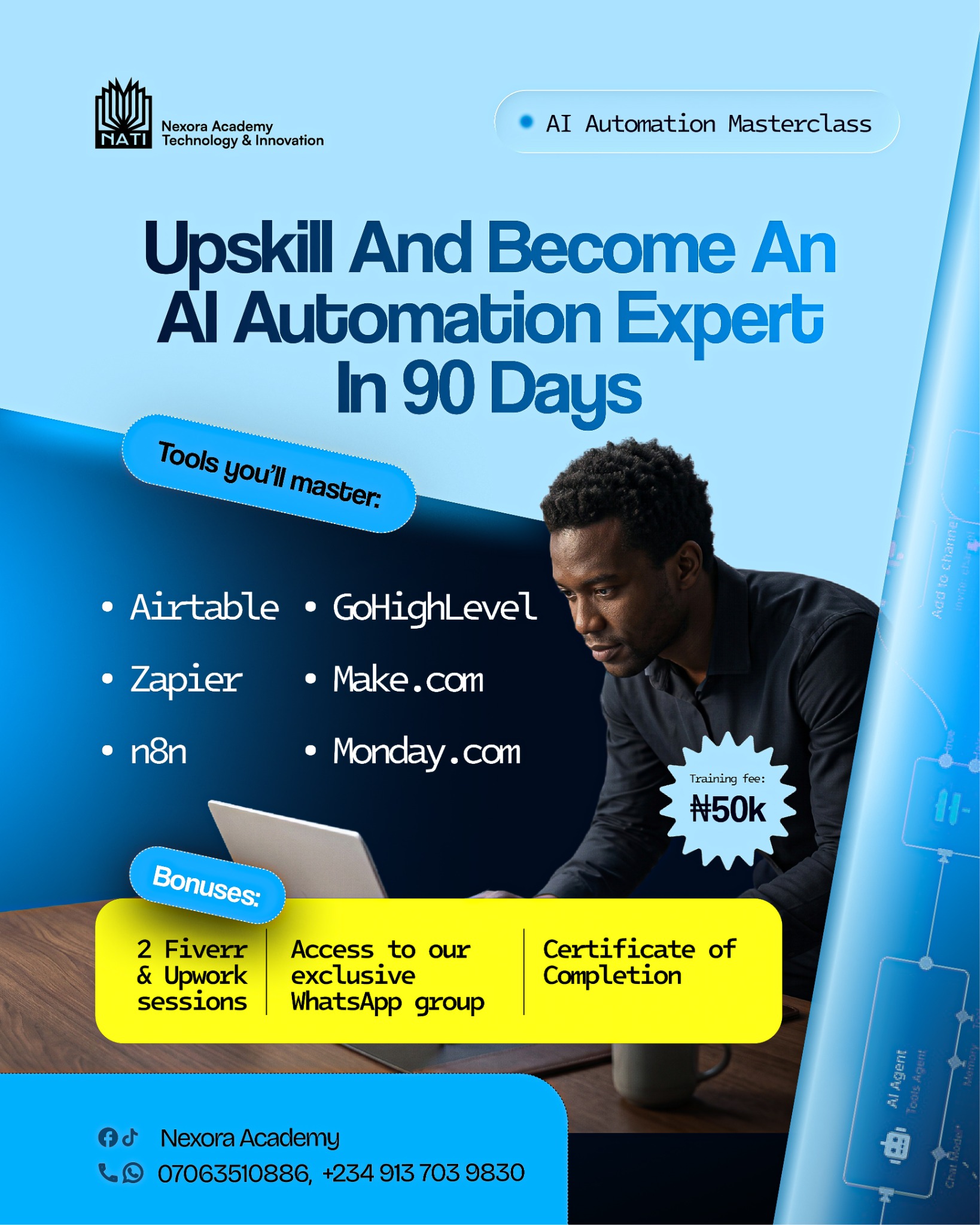 Nexora Academy Of Technology & Innovation Facebook ad: Learn How to Automate Any Business In 90 Days