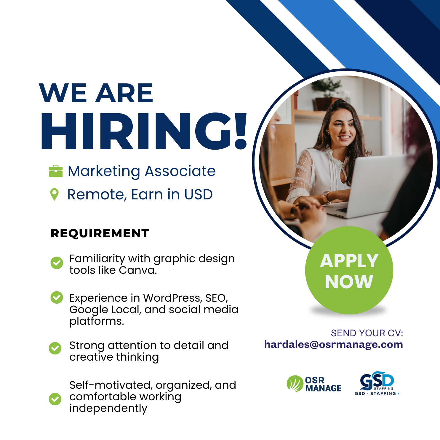 OSR Manage Facebook ad: Work Remotely! Apply Now!