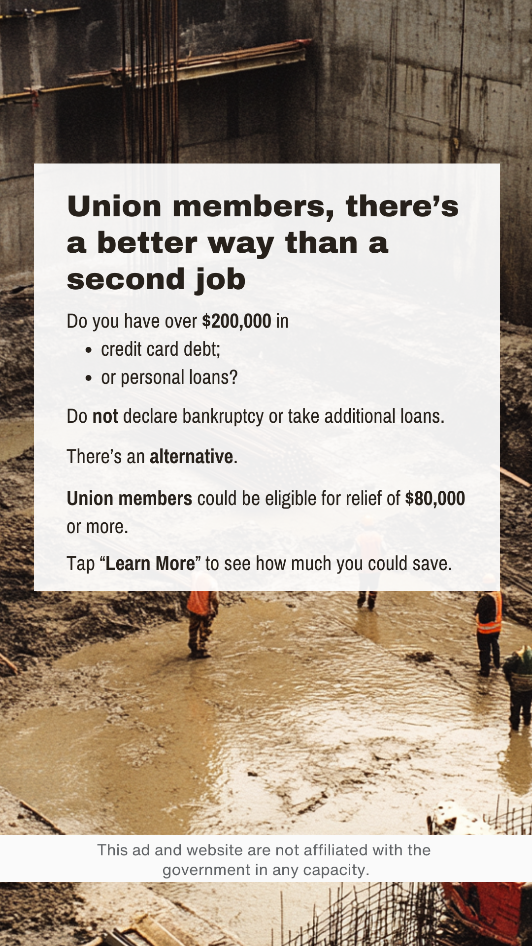 Union Debt Assistance Facebook ad