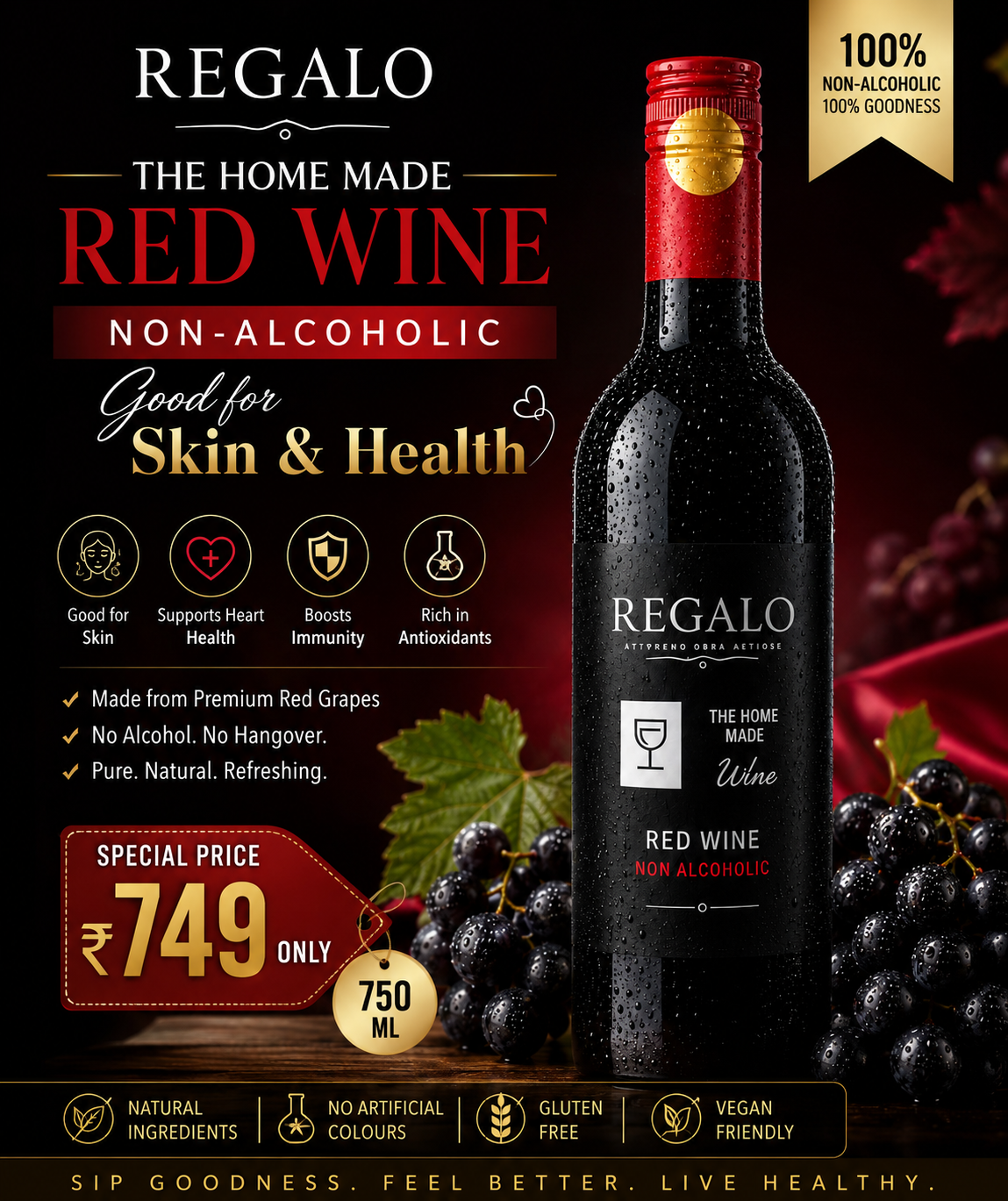 Regalo's Home made wine non-alcoholic Facebook ad: Chat with us