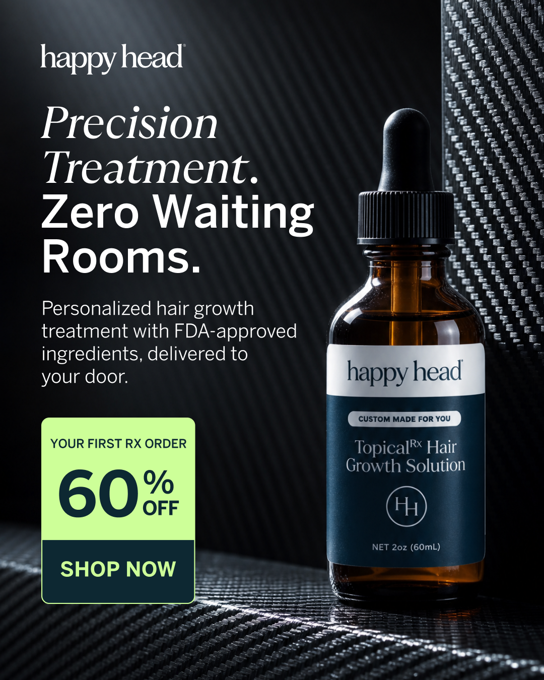 Happy Head Facebook ad: Subscribe & Save 20%