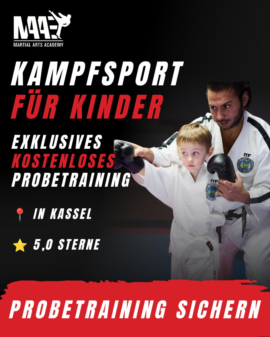 Martial Arts Academy Facebook ad: Kostenloses Probetraining in Kassel