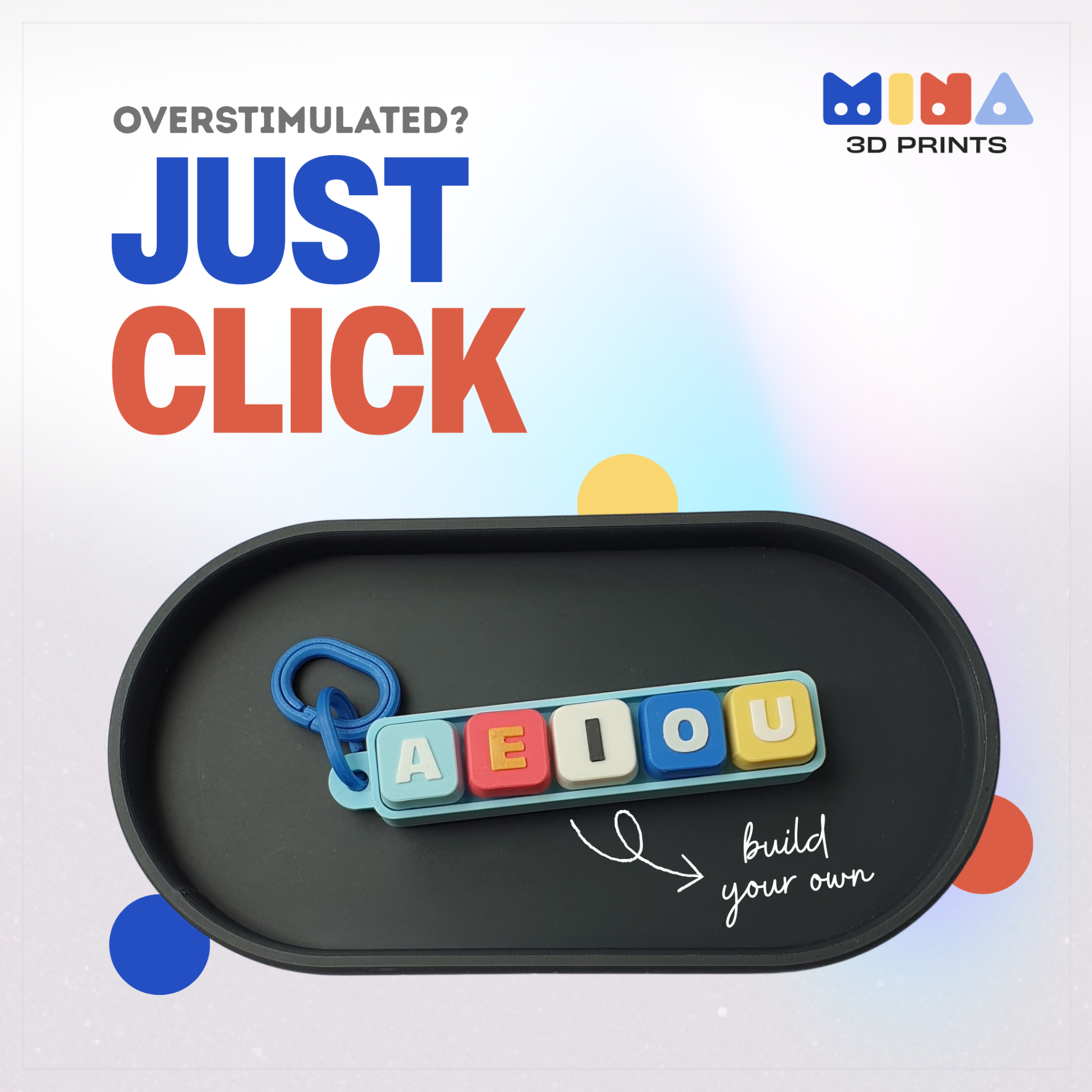 Mina 3D Prints Facebook ad: Silence the noise, wherever you go.