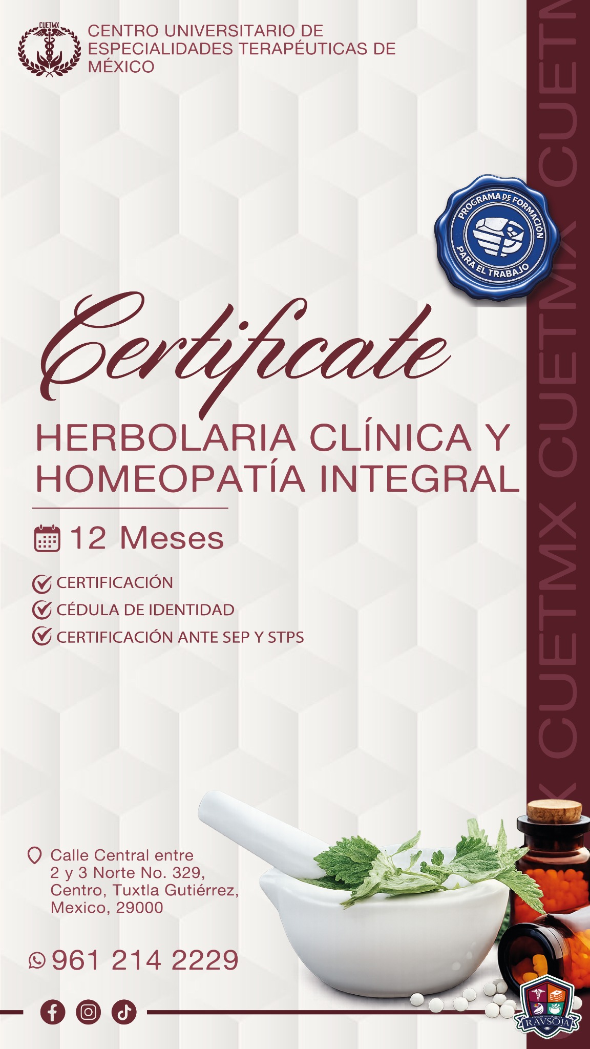 Centro Universitario de Especialidades Terapéuticas de México Facebook ad: DIPLOMADO EN HERBOLARIA CLÍNICA Y HOMEOPATÍA INTEGRAL