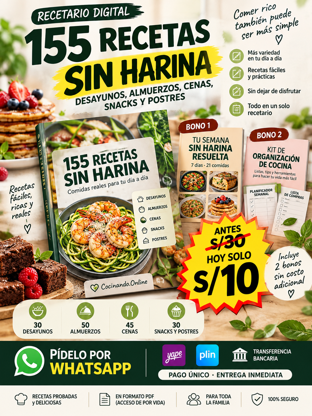 Cocinando Online - Recetas Fáciles Facebook ad: ¿Quieres más ideas para comer sin harina sin…
