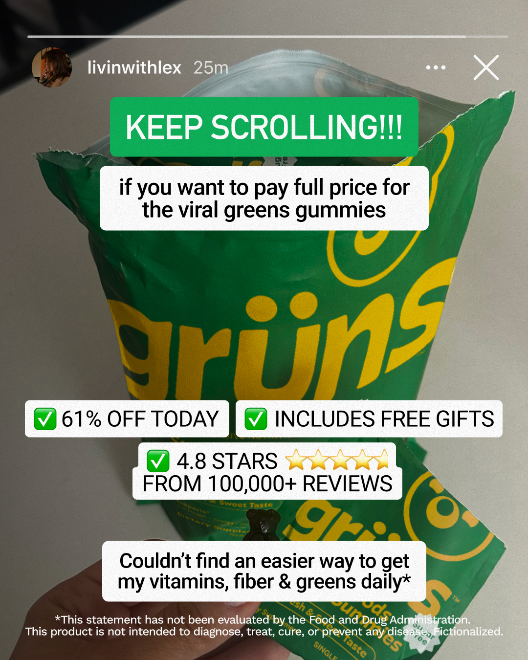 Grüns Facebook ad