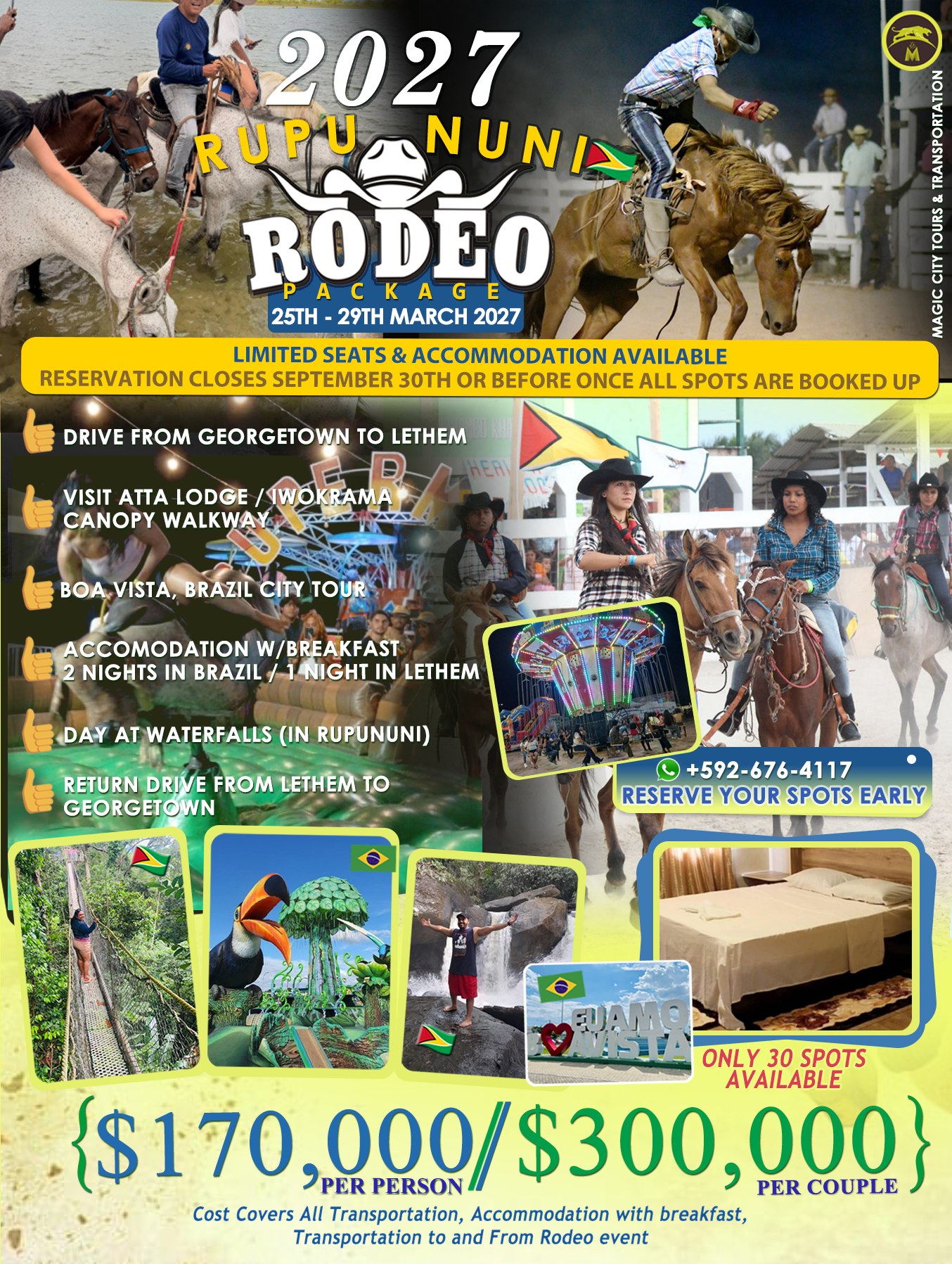 Guyana Tours & Transportation Services Facebook ad: 𐚁 𝐑𝐔𝐏𝐔𝐍𝐔𝐍𝐈 𝐁𝐑𝐀𝐙𝐈𝐋 2027 𝐑𝐎𝐃𝐄𝐎 𝐓𝐎𝐔𝐑…