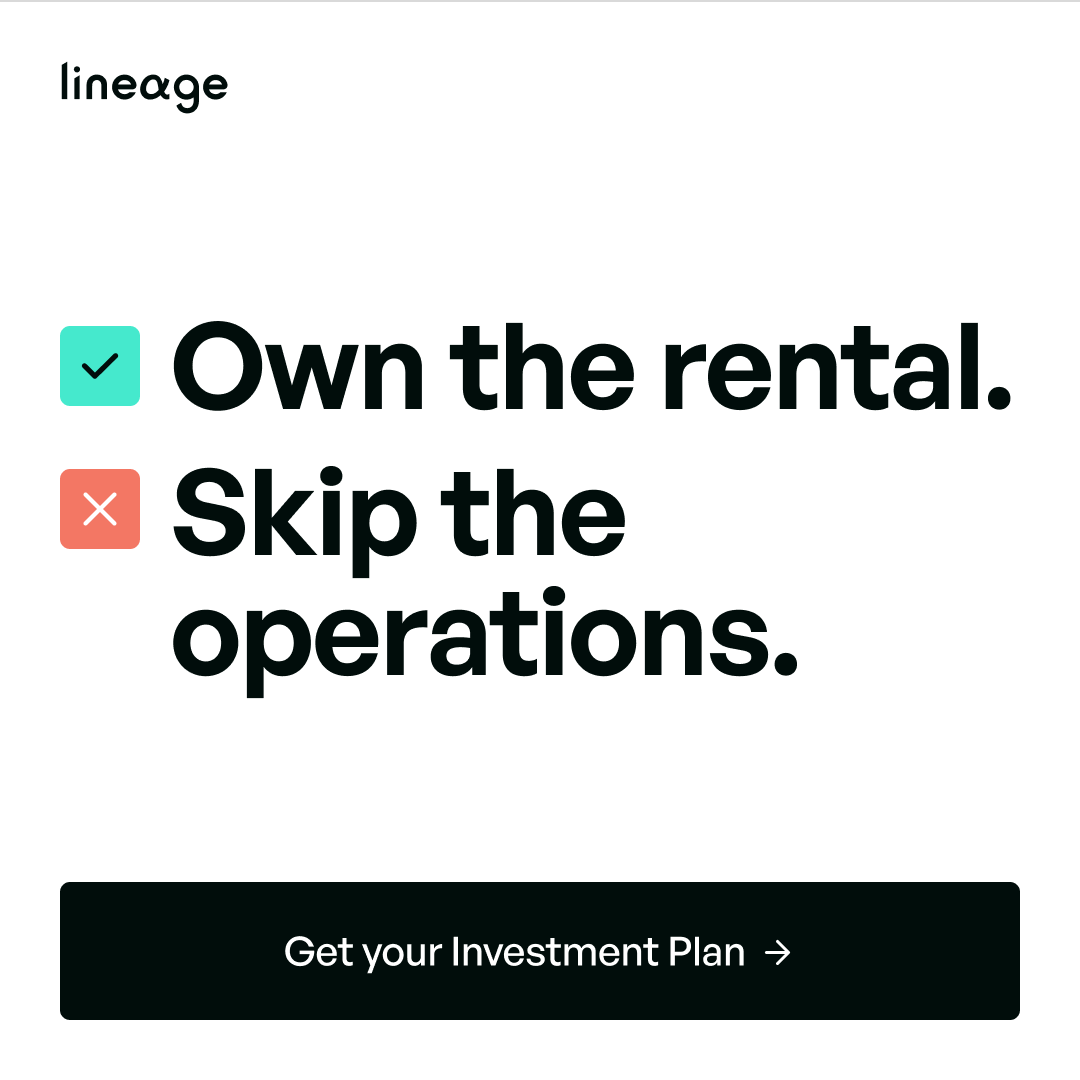 Lineage Real Estate Investing Facebook ad: Own. We line up 4.