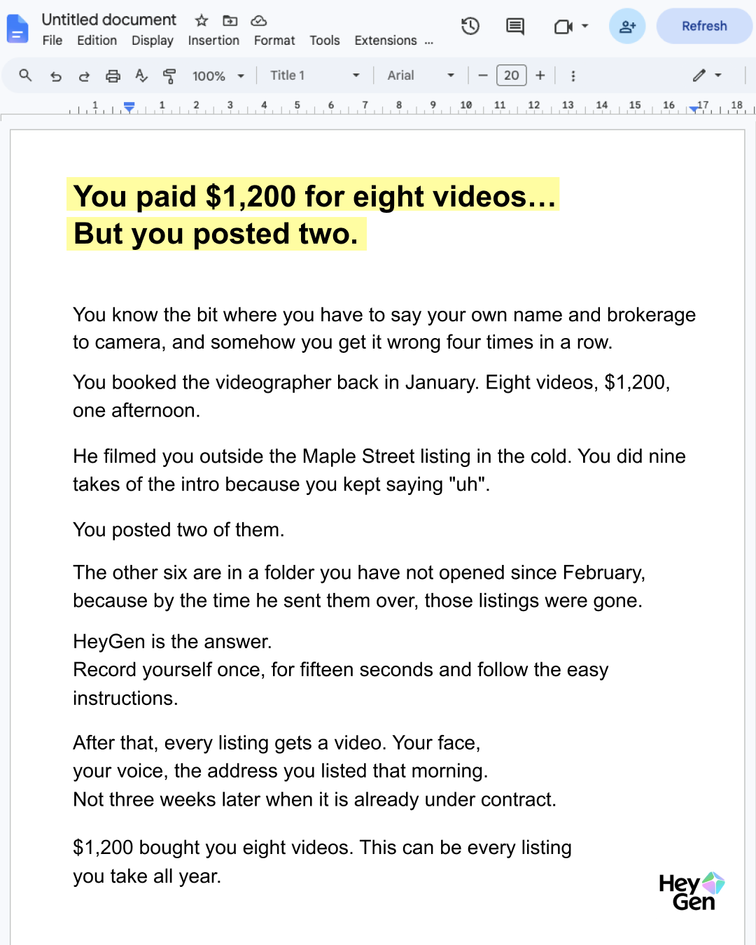 HeyGen Facebook ad: HeyGen for Real Estate