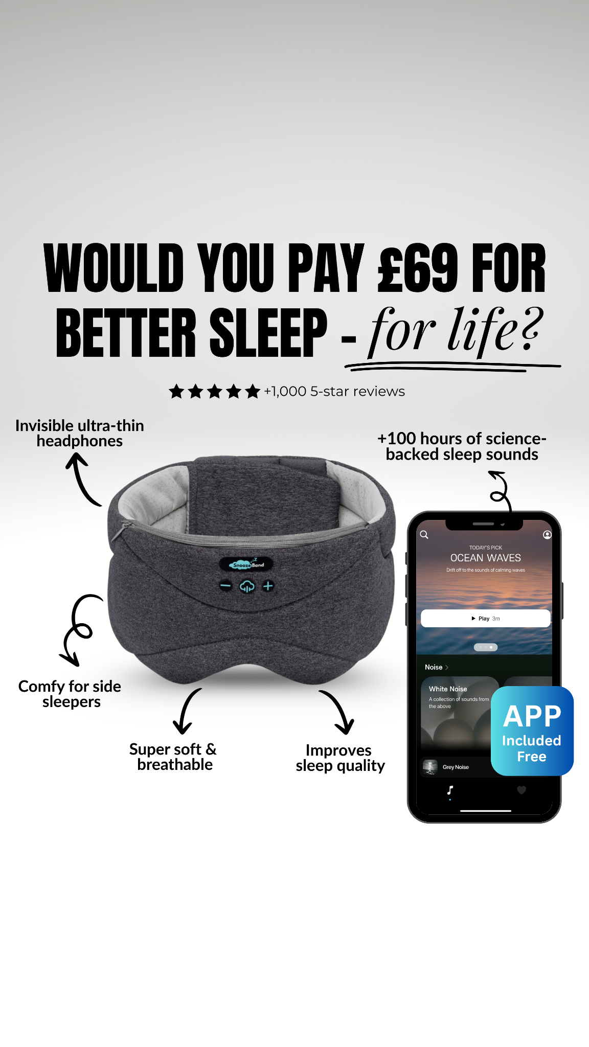 SnoozeBand Facebook ad