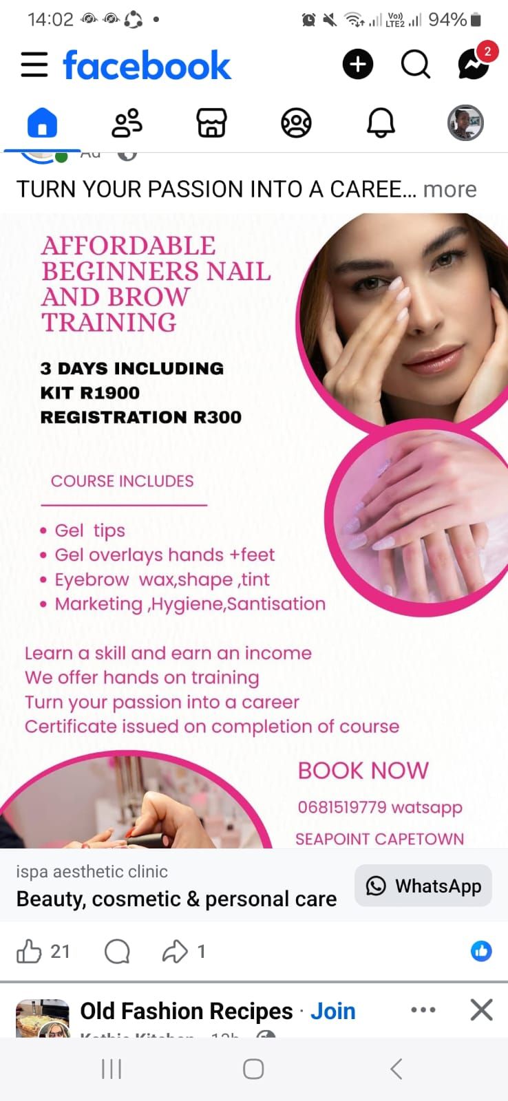 ispa aesthetic clinic Facebook ad: TURN YOUR PASSION INTO A CAREER.