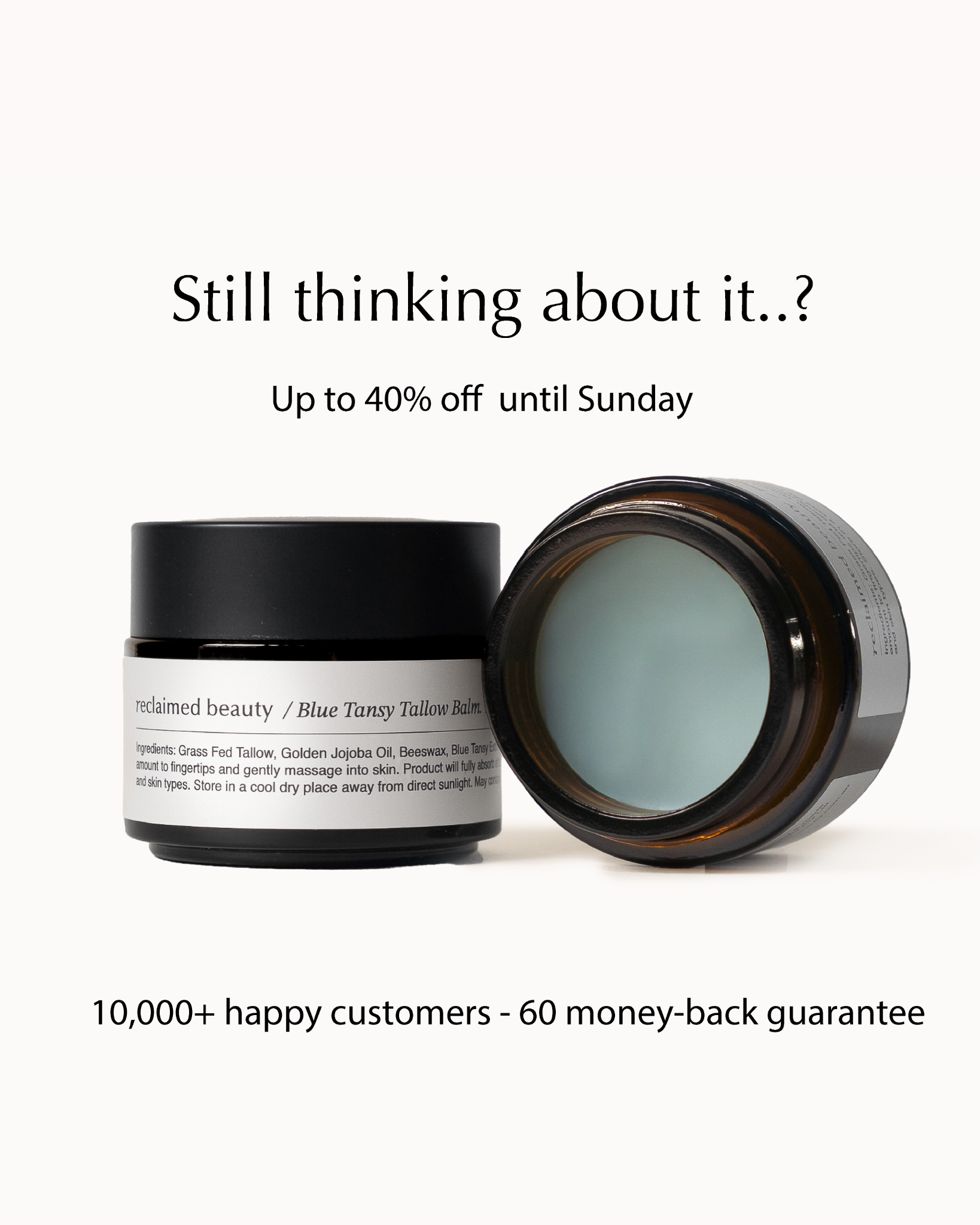 Reclaimed Beauty Facebook ad: Save Up To 40% EOFY