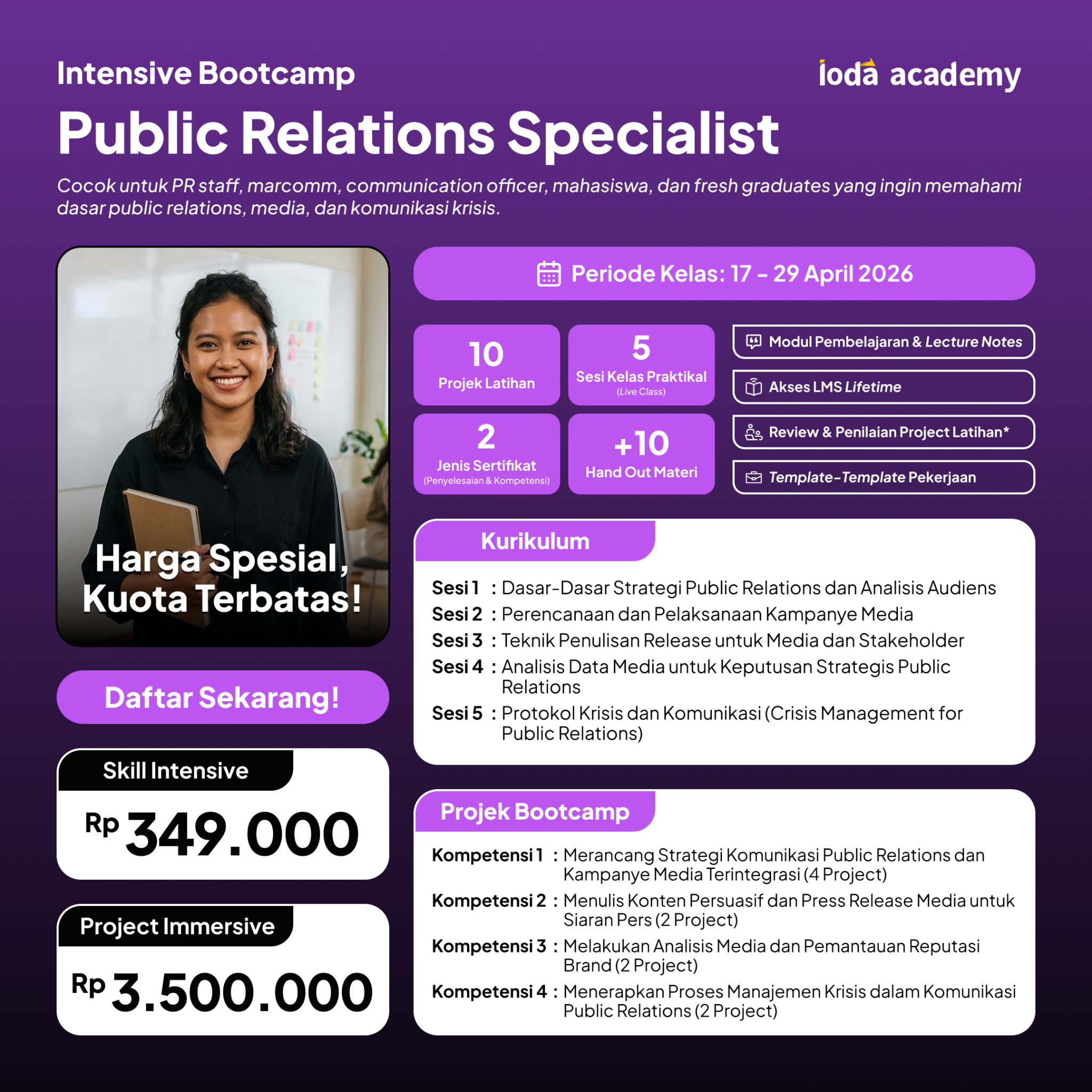 IODA Academy Facebook ad: Bootcamp Intensif By IODA: Public Relations Specialist
