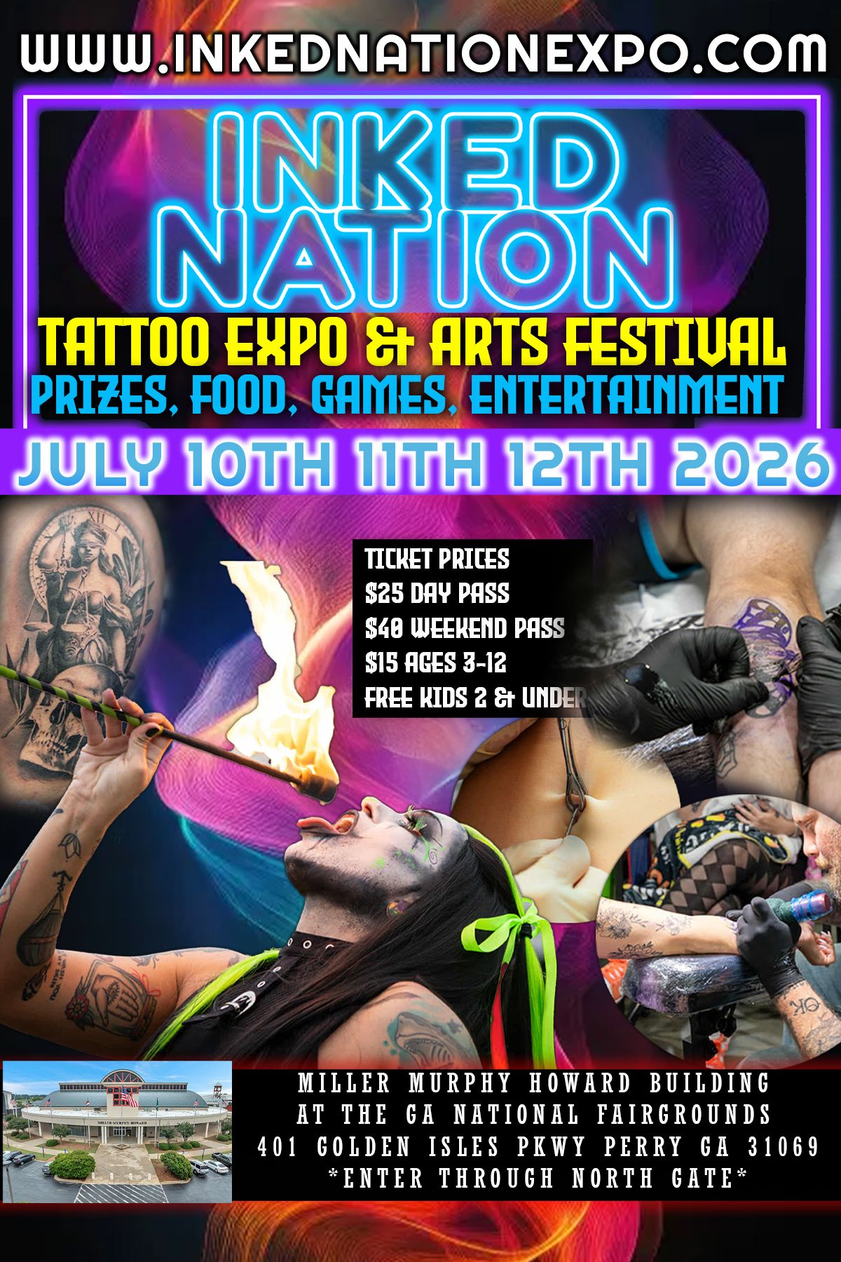 Inked Nation Expo Facebook ad: TATTOO EXPO & ARTS FESTIVAL PERRY GA INKED NATION SOUTHERN…