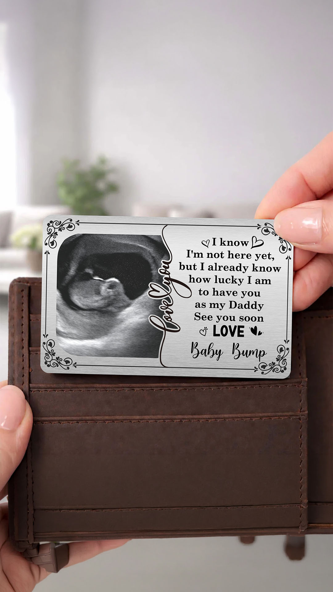 Callie Gifts Facebook ad: Personalized Love Baby Ultrasound Photo Wallet Card with…