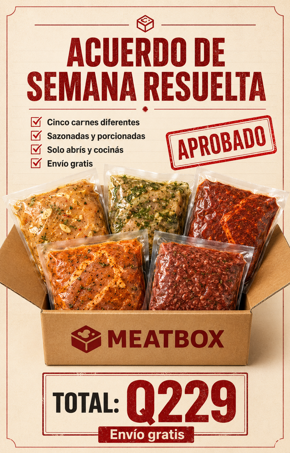 Meat Box Facebook ad: Escribenos