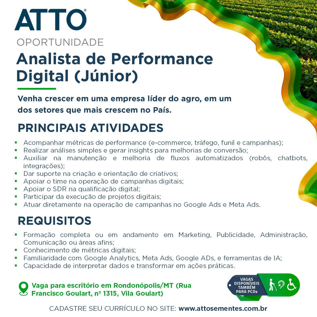 ATTO Sementes Facebook ad: Trabalhe conosco
