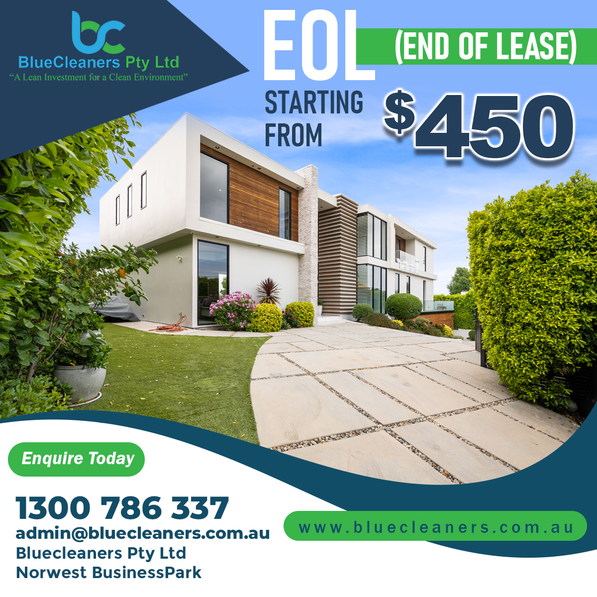 BLUECLEANERS PTY LTD. "A Lean Investment for a Clean Environment" Facebook ad