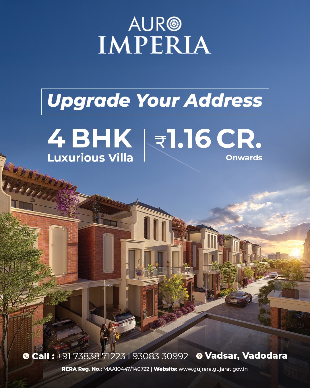Auro Imperia Facebook ad: 4 BHK Luxury Villas at Vadsar, Vadodara