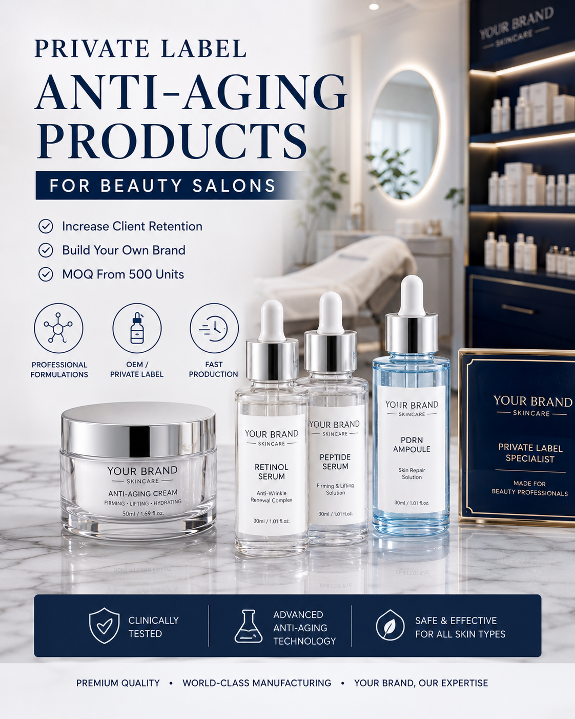 Nebula Cosmetic Facebook ad: Launch Your Own Professional Anti-Aging Line