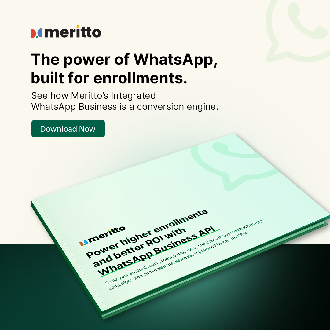 Meritto Facebook ad: Build a high-conversion enrollment engine on WhatsApp