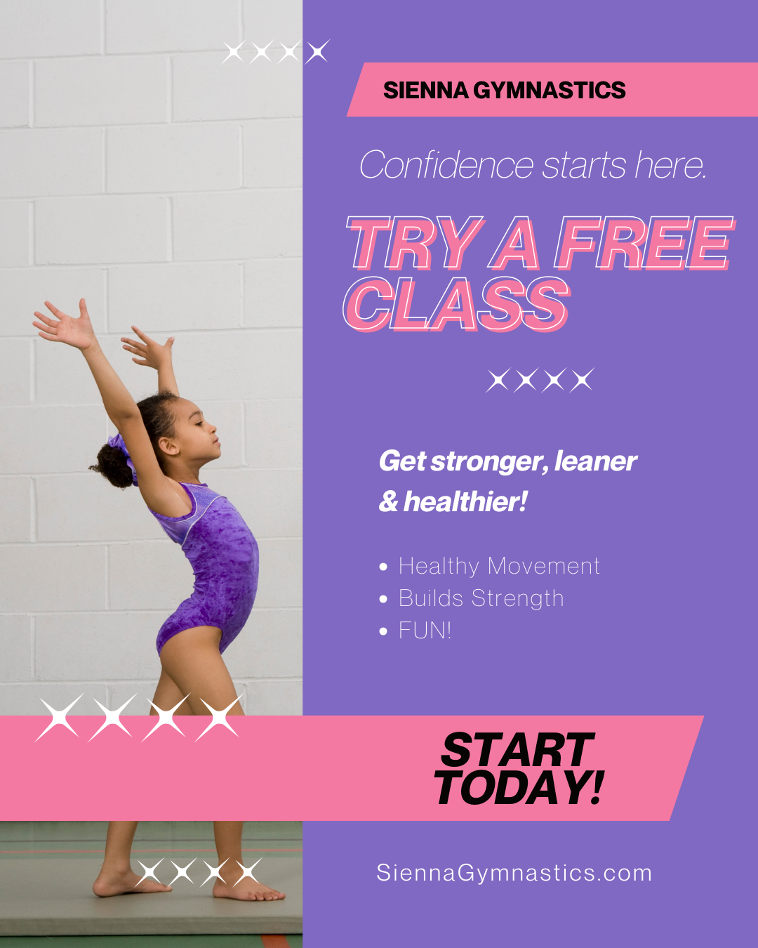 Sienna Gymnastics & Karate Facebook ad from Jan 7, 2026