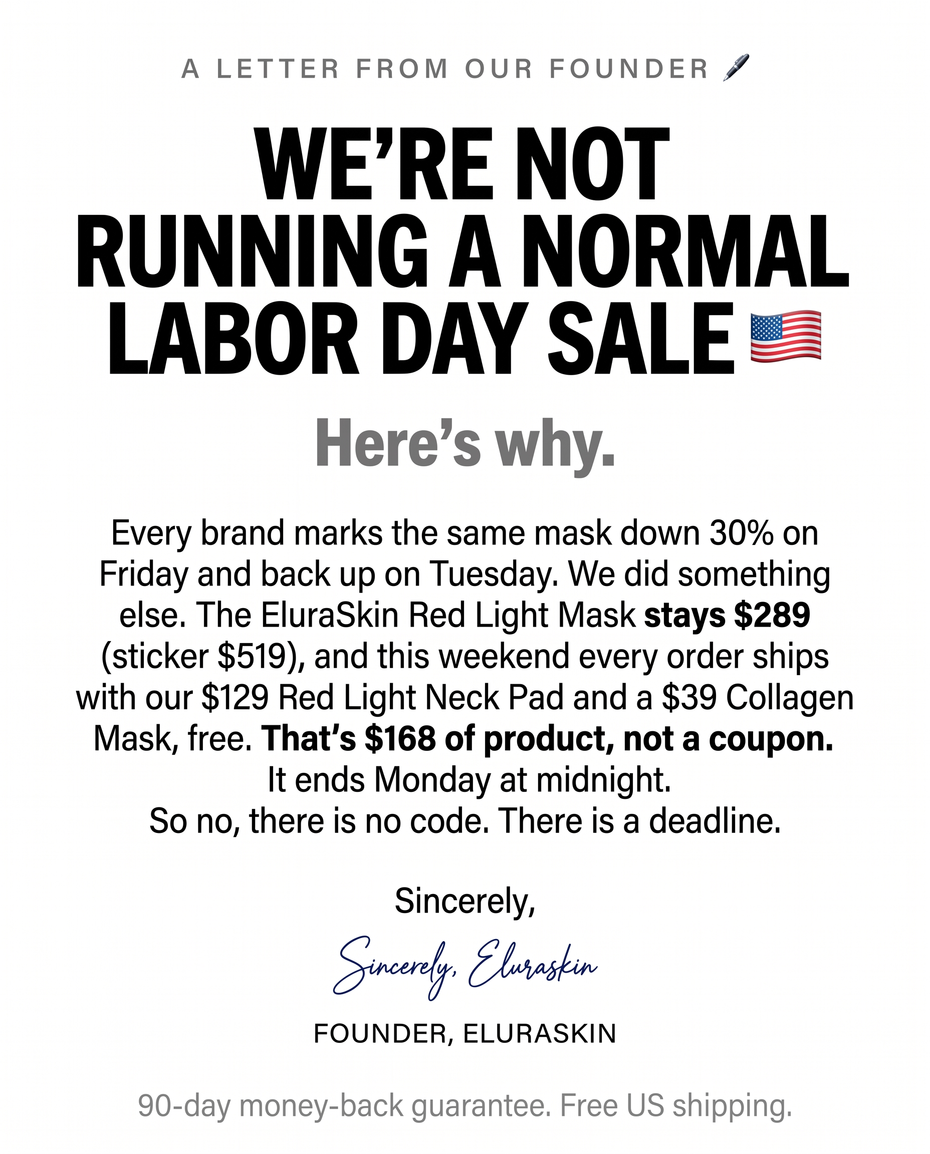 Elura Skin Facebook ad: Free $129 Neck Pad This Weekend