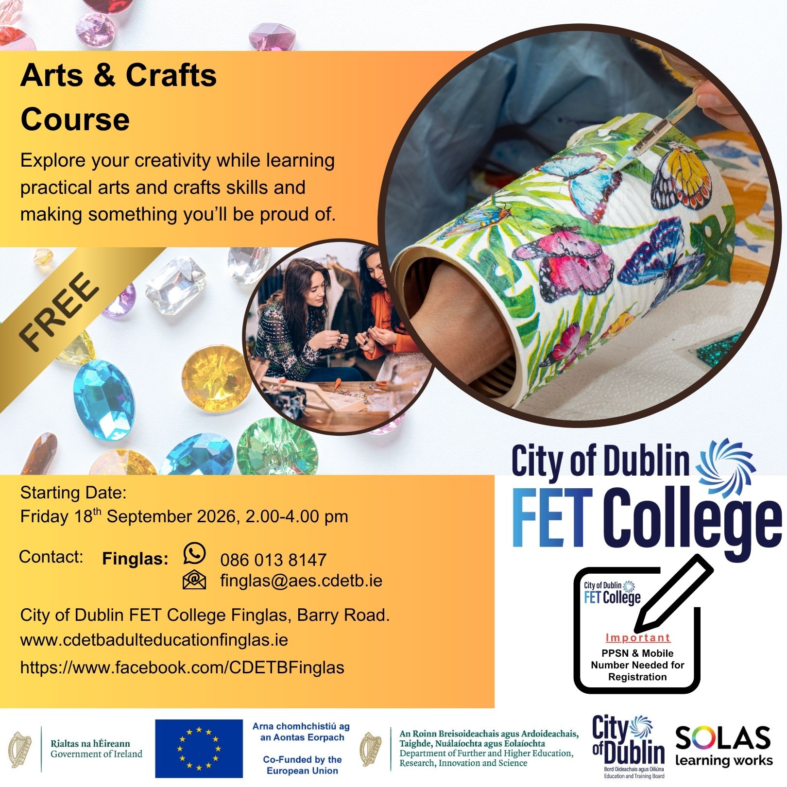 Finglas and Cabra Adult Education Service City of Dublin FET College Facebook ad: Adult Education Courses in Finglas- Enrol now!