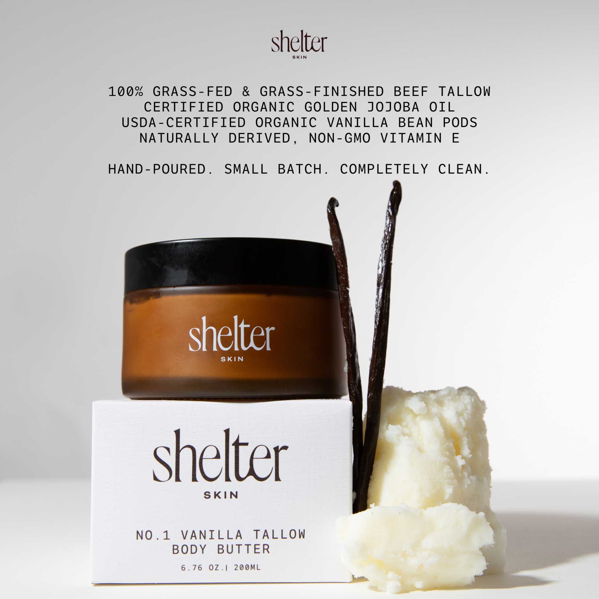 Shelter Skin Facebook ad: Deep hydration in just four clean ingredients.