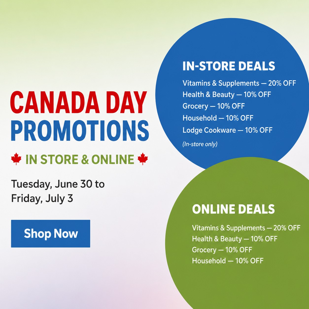 Greenbrook Health Foods Facebook ad: Celebrate Canada Day with Us!