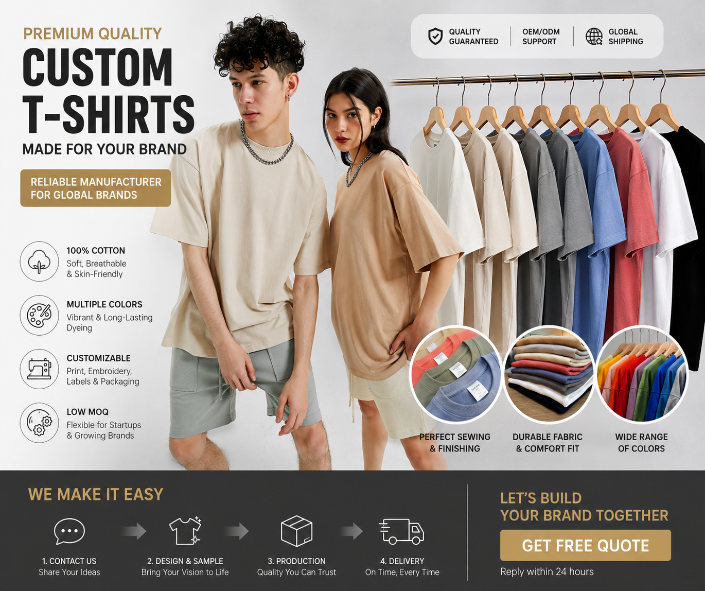 Streetwear men Facebook ad: Custom & Blank T-Shirt Manufacturer