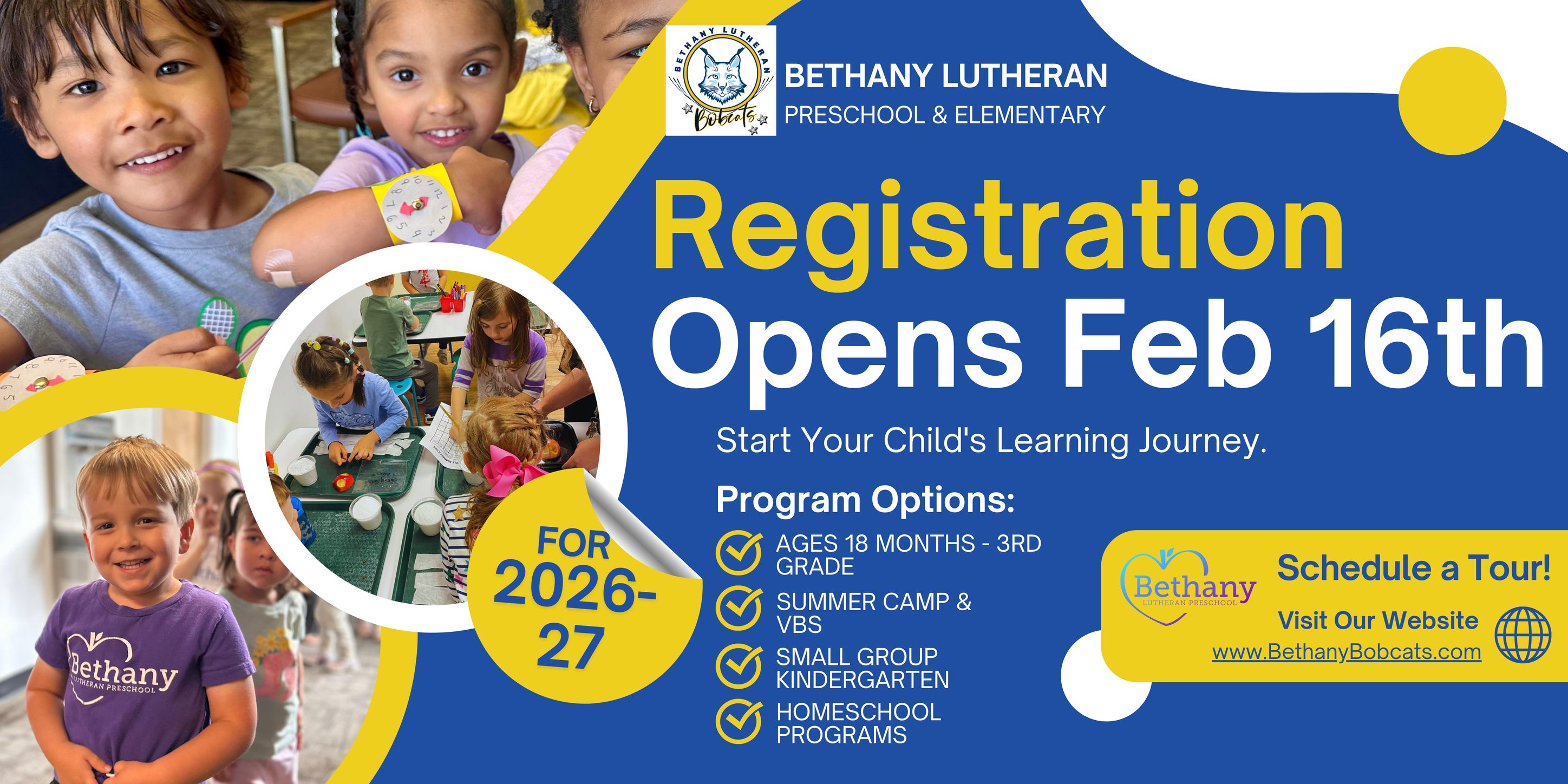 Bethany Lutheran Preschool & Elementary Facebook ad: Small Group Kindergarten | Bethany Bobcats | Alexandria