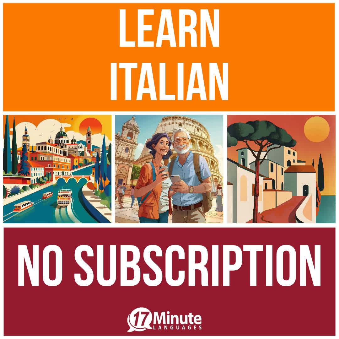 17 Minute Languages Facebook ad: Italian with no subscription trap, Pay once, learn without…