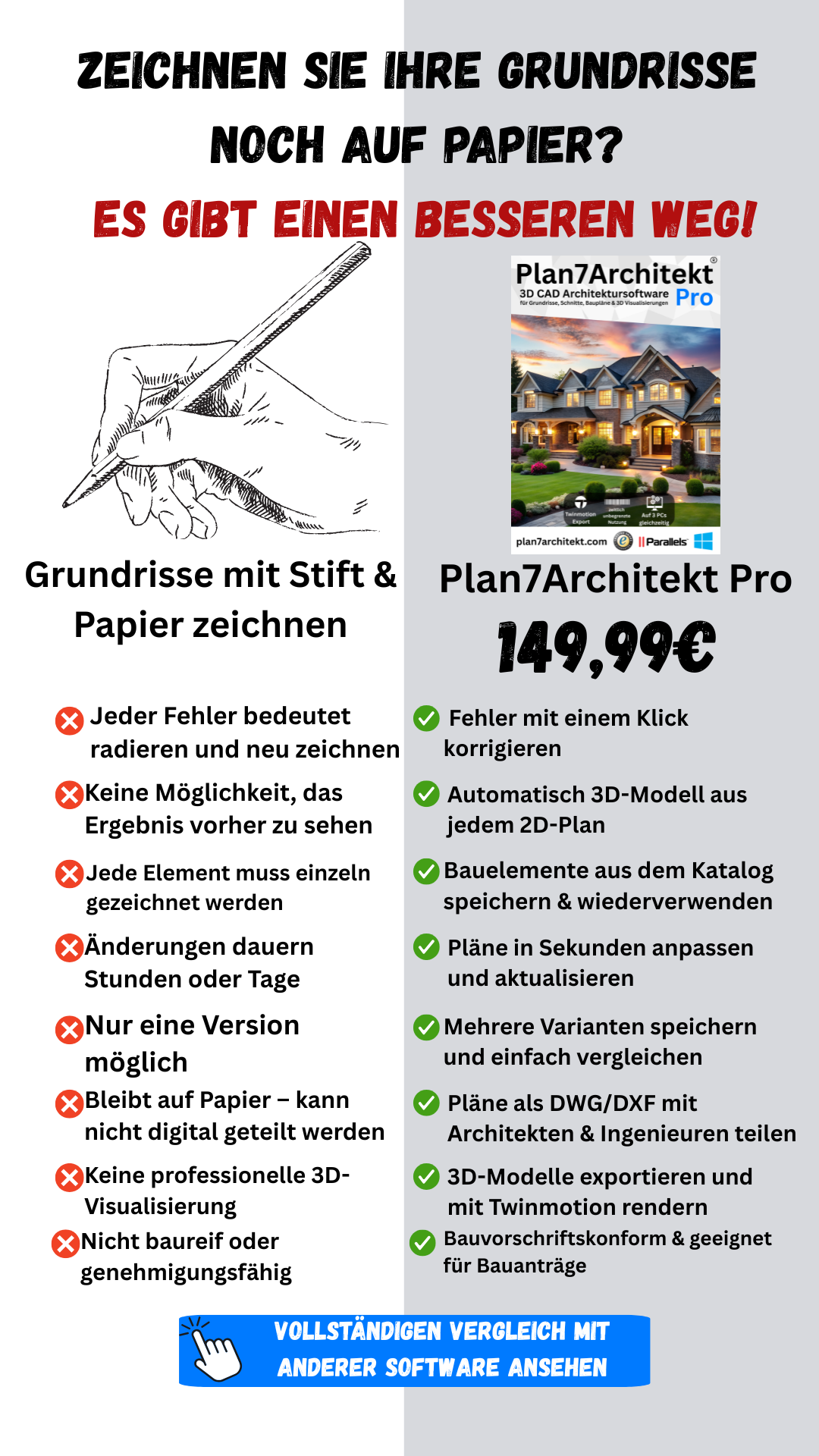 Plan7Architekt - Architektursoftware Facebook ad: Architektursoftware ohne Abo, nur einmal zahlen!