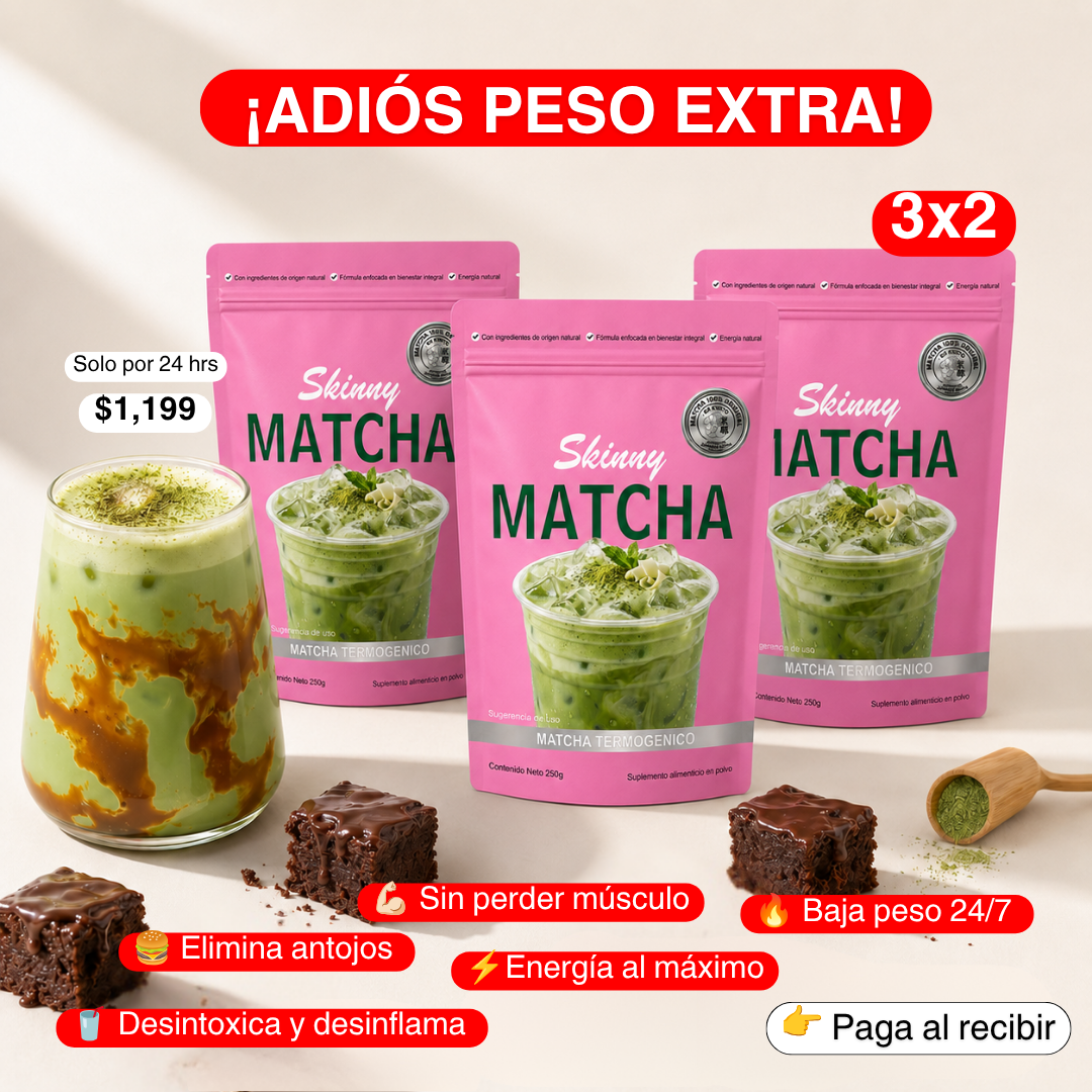 Skinnymatcha Mexico Facebook ad: Pagas al recibirlo en tu casa