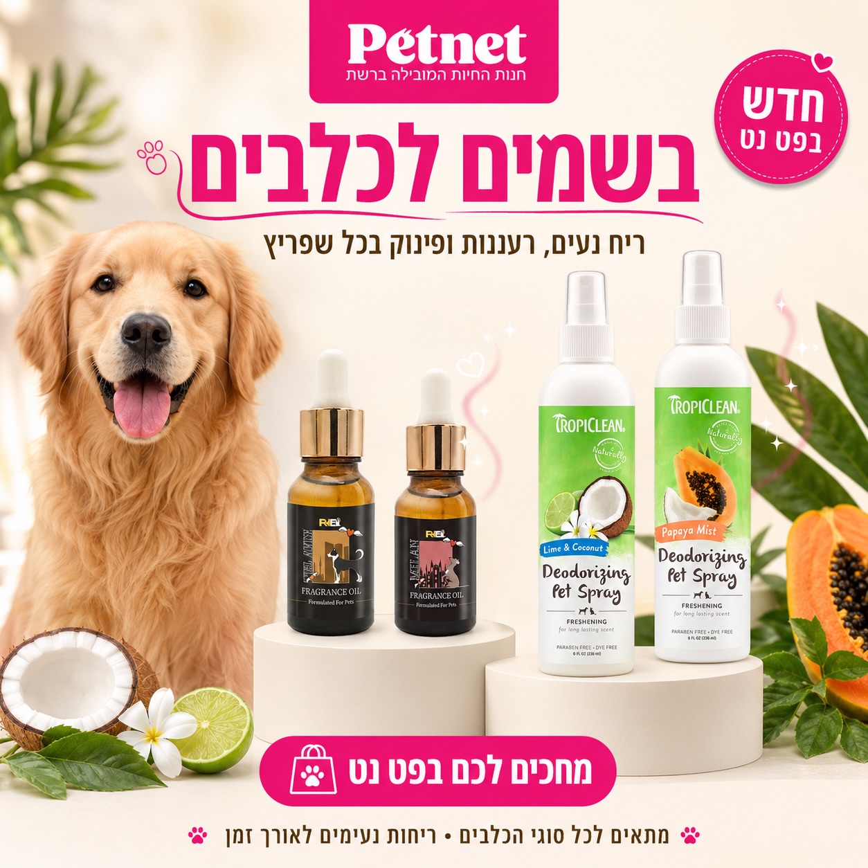 Petnet - הבית לאוהבי חיות Facebook ad: ⁨ חדש בפט נט: בשמים לכלבים!