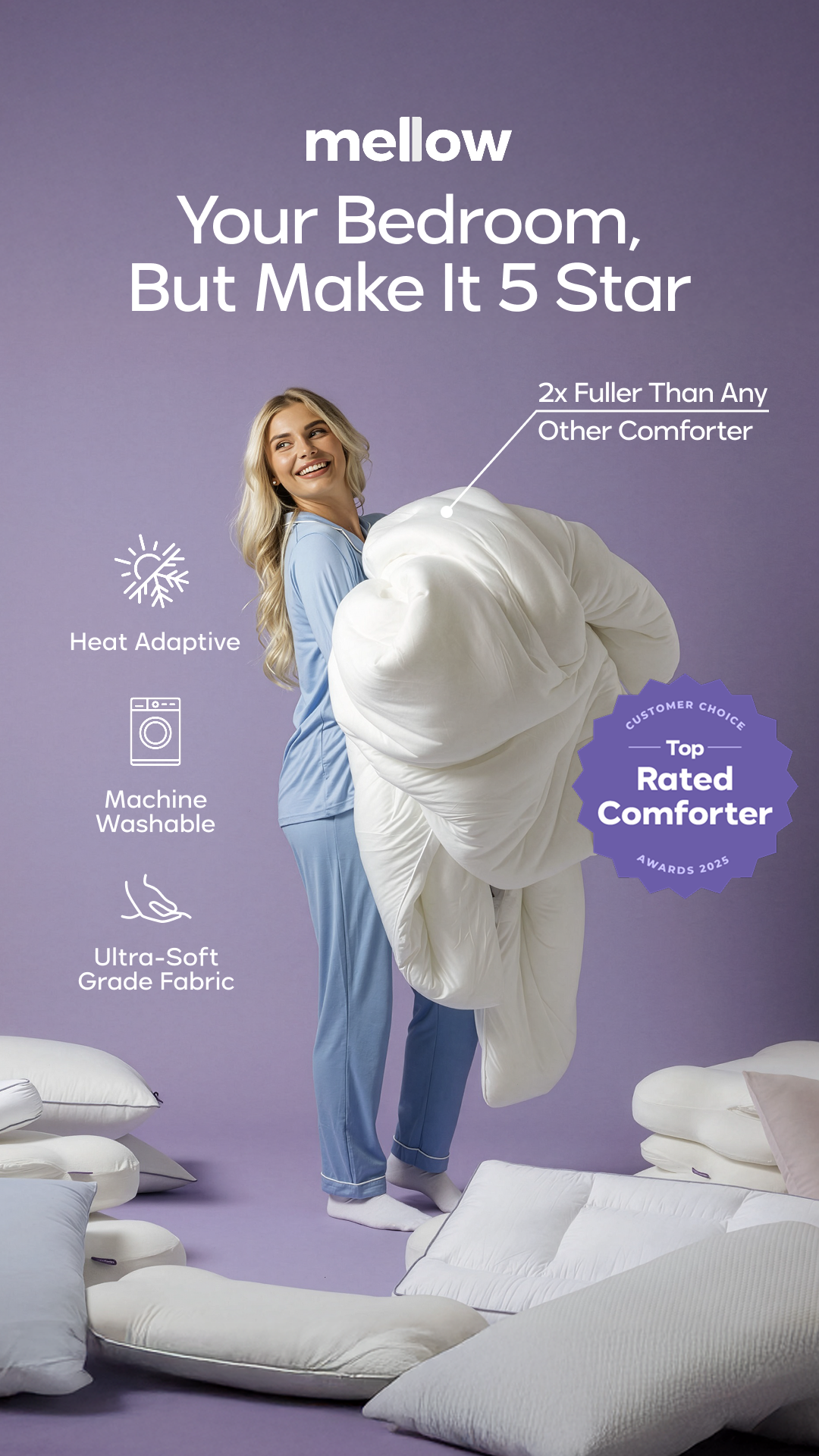 Mellow Bedding Collection Facebook ad from Feb 17, 2026