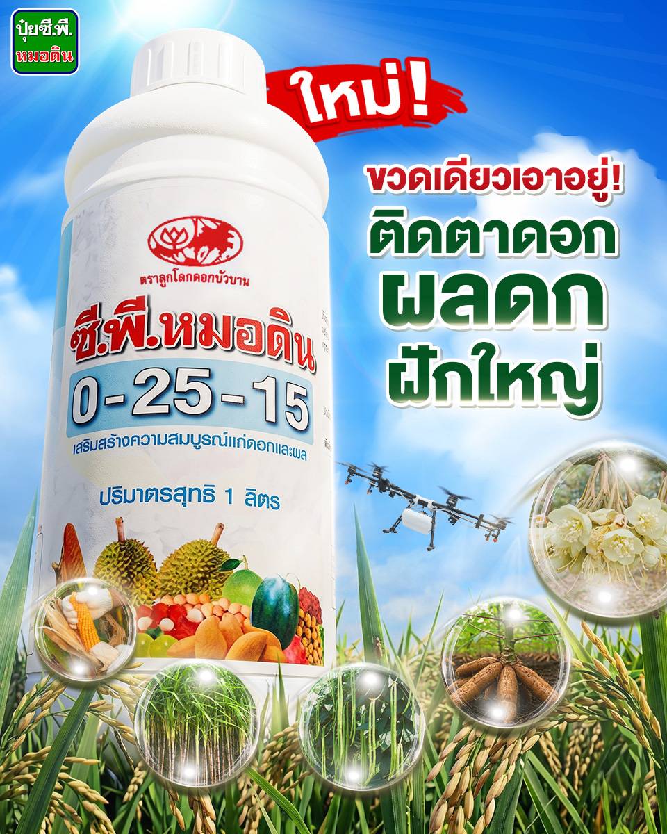 Robrai ปุ๋ยซี.พี.หมอดิน Facebook ad: ขวดเดียวเอาอยู่!