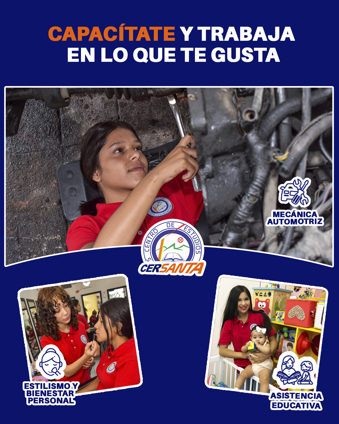 CER SANTA Facebook ad: ¡BECAS!